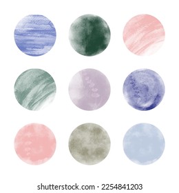 Social media highlight artistic covers. Watercolor grunge round backgrounds for beauty, cosmetics fashion, makeup.