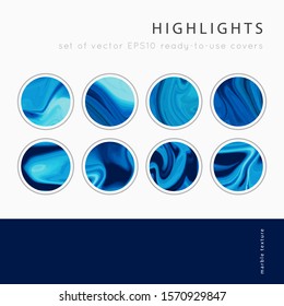 
Social media Highlight covers background templates.Set of marble textures.Use as a backdrop for icons or your design.Vector abstract mockup.Blue ocean