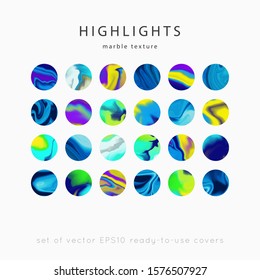 
Social media Highlight covers background templates.Set of marble textures.Use as a backdrop for icons or your design.Vector abstract mockup.Colors blue, green, yellow, purple