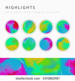 
Social media Highlight covers background templates.Set of marble textures.Use as a backdrop for icons or your design.Vector abstract mockup.Colors yellow, green, blue, pink, red