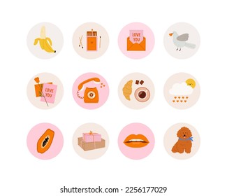 
Social media highlight covers. Concept of valentine's day, romance, love. Vector illustration.

