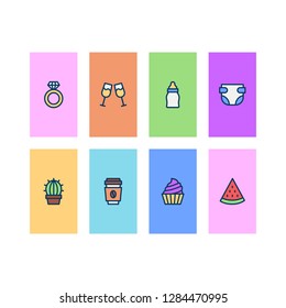 Social media highlights stories covers vector template with line art icons for bloggers