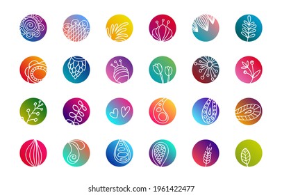 Social media highlights stories covers vector template. Set of round icons for social media stories