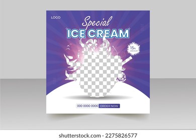 Social Media ICE CREAM post Design Template 