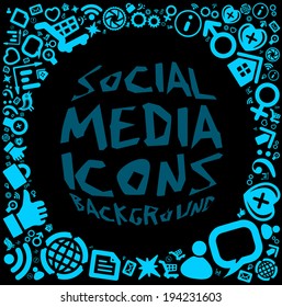 Social media icon background. Vector illustration on black