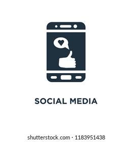 Social media icon. Black filled vector illustration. Social media symbol on white background. Can be used in web and mobile.