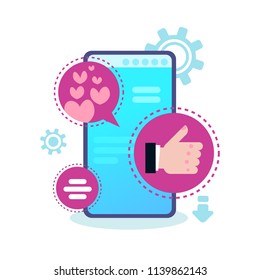 social media icon chat bubble mobile application speech like vertical vector illustration