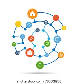 Social media icon connection concept, vector illustration