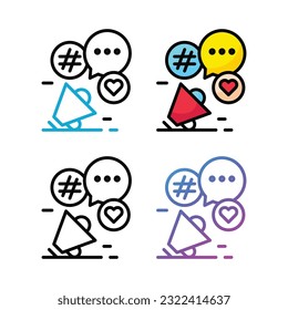 Social media icon design in four variation color