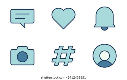 Social Media icon design template in filled outline style