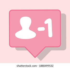 Social media icon emoji for unfollow in pink color with pastel pink background 