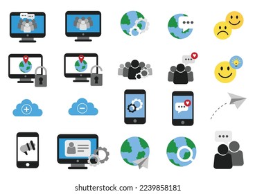 Symbol für soziale Medien, flache Symbole, Vektorgrafik