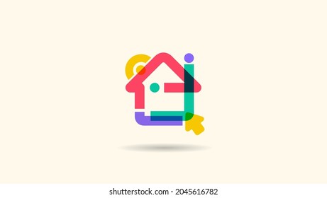 Social media icon. House. Logo, logotype sign or icon. Home. Real estate. People, family together, human unity chat bubble logo vector. Colorful  app icon easy editable for web banner and poster.