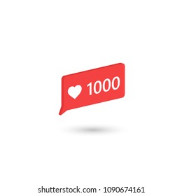Social media Icon like 1000. Vector illustration. 3d isometric design. Website banner and promotional materials