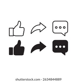 Social Media Icon Like Comment Share Button Illustraton Victore