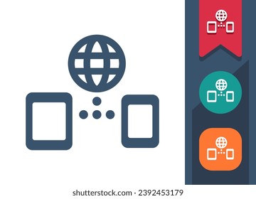 Social Media Icon. Network, Globe, Internet, Tablet, Smartphone, Mobile Phone. Professional, pixel perfect vector icon.