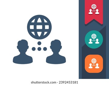 Social Media Icon. Network, Man, User, Globe, Internet, Web. Professional, pixel perfect vector icon.