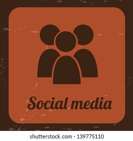 social media icon over brick color background vector illustration