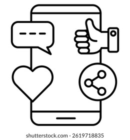 Social Media icon represented by Social Media symbol Line style.