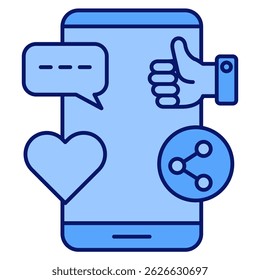 Social Media icon represented by Social Media symbol Blue style.