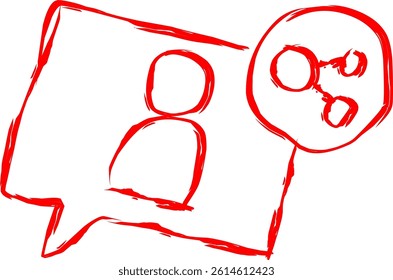 social media icon in scribble style. red line scribble icon