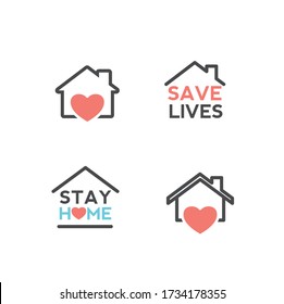 Social media icon set about coronavirus epidemic illustration for social media and staying at home on white background perfect for posts, messages ''stay home'' or ''stay safe''. vector design.