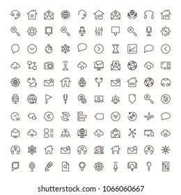 Social media icon set. Collection of high quality outline social network pictograms in modern flat style. Black internet  symbol for web design and mobile app on white background. Web line logo.