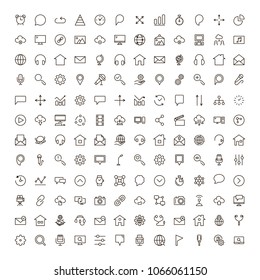 Social media icon set. Collection of high quality outline social network pictograms in modern flat style. Black internet  symbol for web design and mobile app on white background. Web line logo.