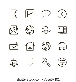 Social media icon set. Collection of high quality outline social network pictograms in modern flat style. Black internet  symbol for web design and mobile app on white background. Web line logo.