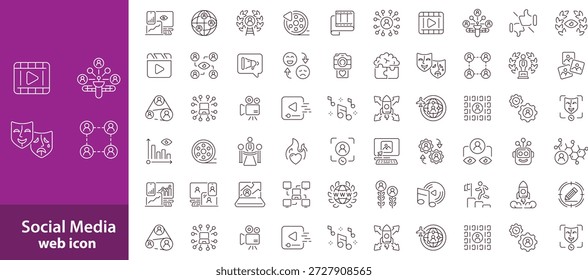 Conjunto de iconos de redes sociales. Iconos de línea editables. Ilustración vectorial.