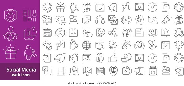 Conjunto de iconos de redes sociales. Iconos de línea editables. Ilustración vectorial.
