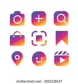 icono de medios sociales conjunto en color de vector degradado