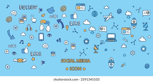 Social Media Icon Set - Hand-Drawn Style
This unique collection of hand-drawn social media icons adds a playful and modern touch to any project.