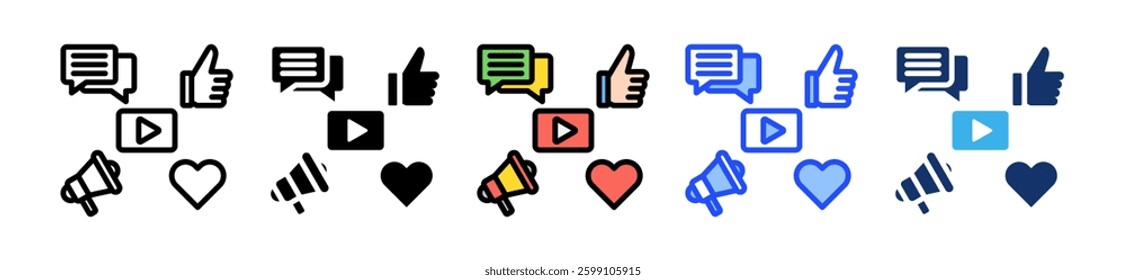 Social Media Icon Set With Multiple Style Collection