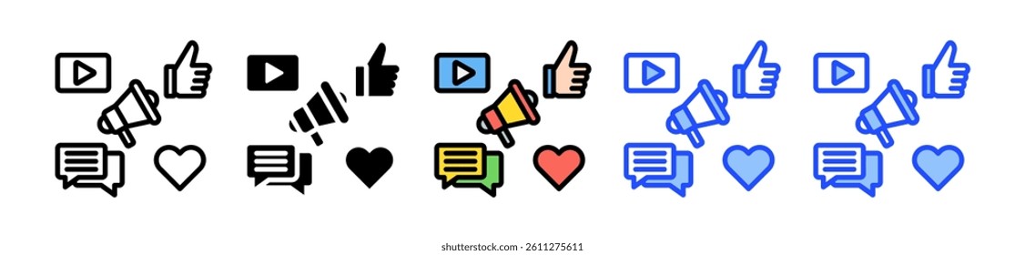 Social Media Icon Set With Multiple Style Collection