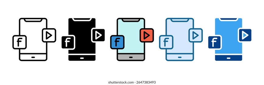Conjunto de iconos de redes sociales Colección de estilos múltiples