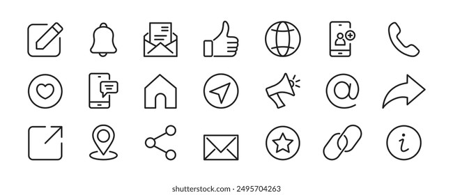 Social media icon set. Network, media, web, contact, online communication. Vector.