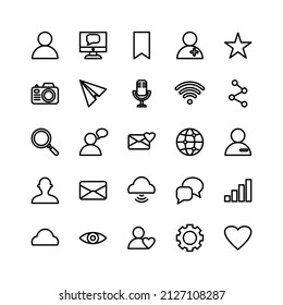 Social Media icon set vector line for website, mobile app, presentation, social media. Suitable for user interface and user experience.