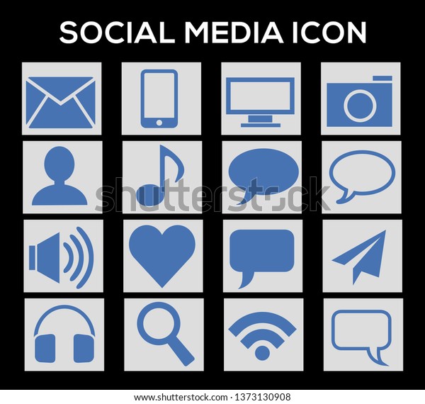 Social Media Icon Set Vector Stock Vector Royalty Free 1373130908