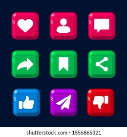 Social Media Icon Sets. Like, Follow, Comment, Share, Save, Like, and Unlike