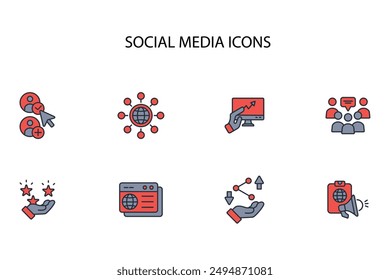 social media icon set.vector.Editable stroke.linear style sign for use web design,logo.Symbol illustration.