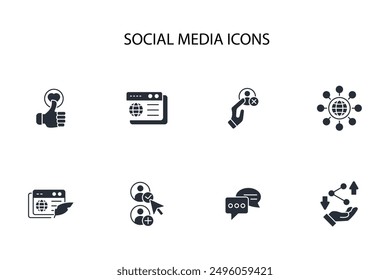 social media icon set.vector.Editable stroke.linear style sign for use web design,logo.Symbol illustration.