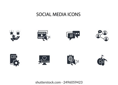social media icon set.vector.Editable stroke.linear style sign for use web design,logo.Symbol illustration.