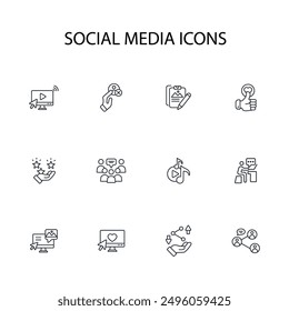 social media icon set.vector.Editable stroke.linear style sign for use web design,logo.Symbol illustration.