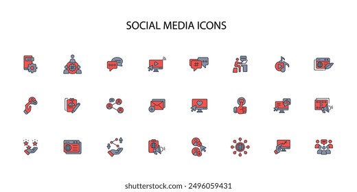 conjunto de iconos de redes sociales. Vector. Trazo editable. Signo de estilo lineal para uso Diseño web, logotipo. Ilustración de símbolo.