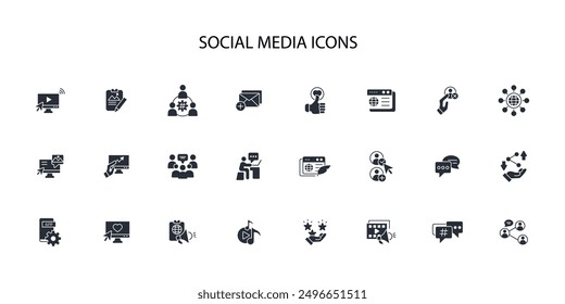 social media icon set.vector.Editable stroke.linear style sign for use web design,logo.Symbol illustration.