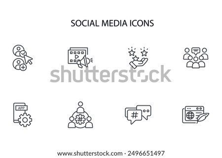 social media icon set.vector.Editable stroke.linear style sign for use web design,logo.Symbol illustration.