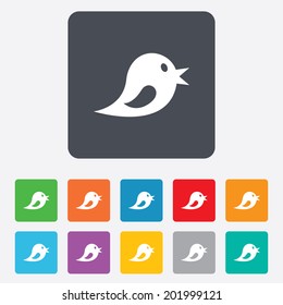 Social media icon. Short messages twitter retweet symbol. Rounded squares 11 buttons. Vector