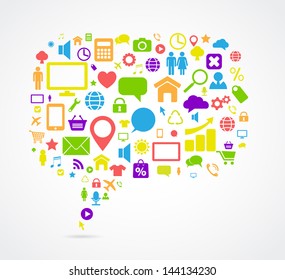 burbuja de discursos de iconos de medios sociales