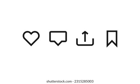 Social media icon Vector Collection. Like, Comment, Share and Save